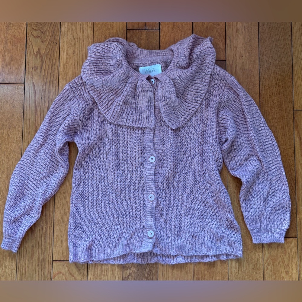 Zara Pink Ruffled Collar Sweater with corduroy pants for girls